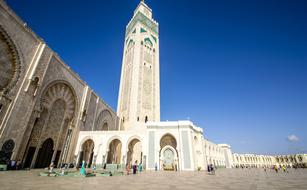 mosque tower the sky is blue