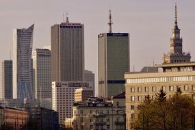 photo of the palace of culture and office buildings in Warsaw