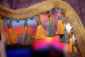 brushes on decorative fabric in morocco