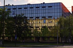 glass building in Warsaw, Poland