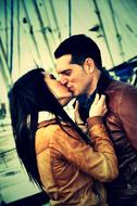cute couple in love kissing