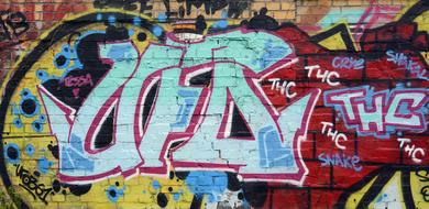 Colorful street wall graffiti
