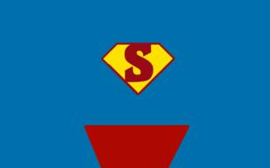 Blue, red and yellow logo of Superman, on clipart