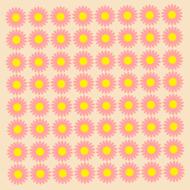 Beautiful, pink and yellow flowers on the orange background, clipart