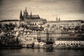An old photo of a castle in prague