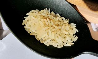 grains of rice in a spoonful