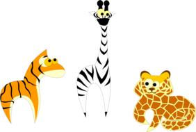 zoo tiger giraffe zebra art