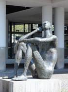 large sculpture of a thinking man in pforzheim