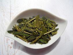 green tea leaves in plate