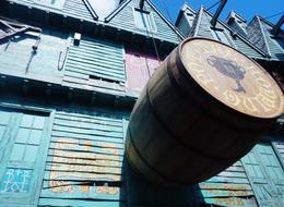 funny inscription on the barrel on the wall