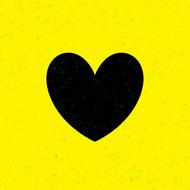 black heart on yellow background