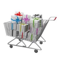 shopping trolley with boxes as an illustration