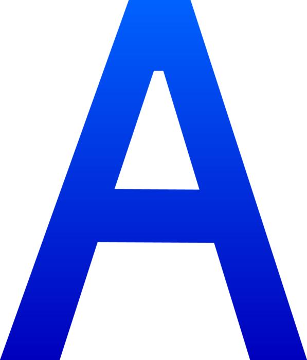 the blue letter a of the alphabet