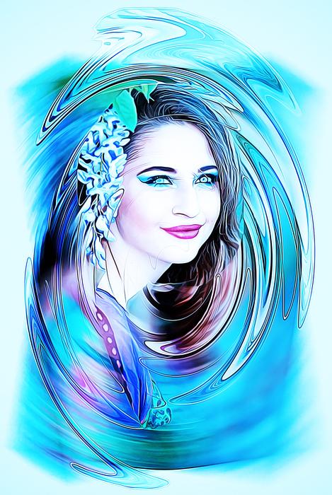 Girl in the beautiful and colorful swirl