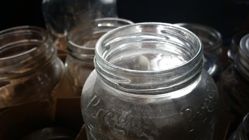 glass jar illuminated by light