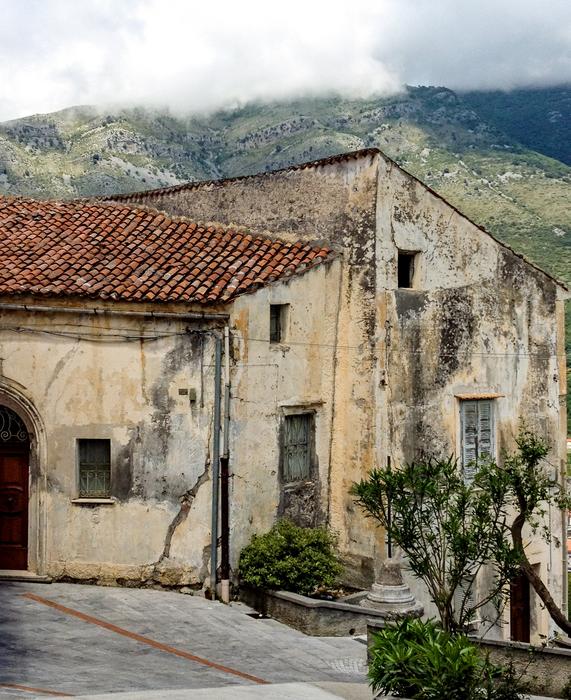 ruined buildings in the village