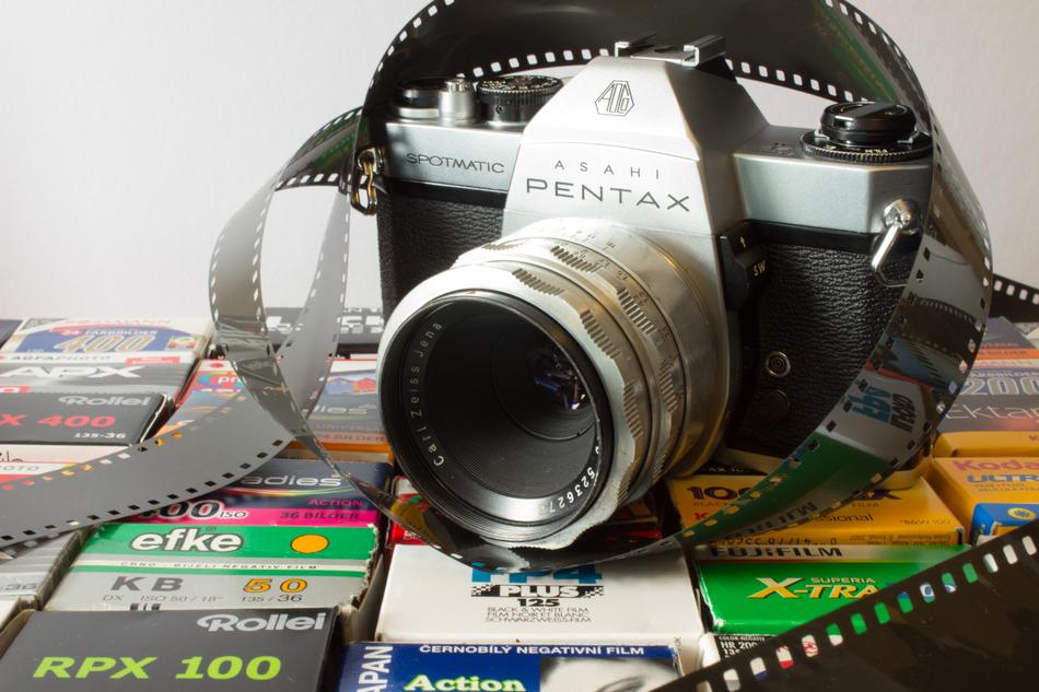 old camera with film