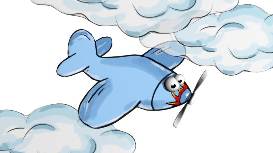 plane cartoon clouds flies sky
