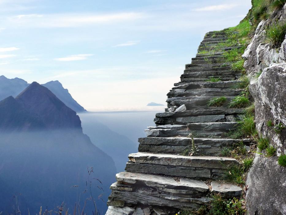 stone stairs to the mountain