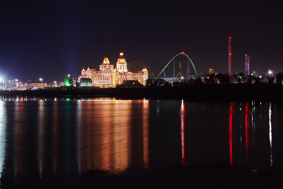 big castle in lights