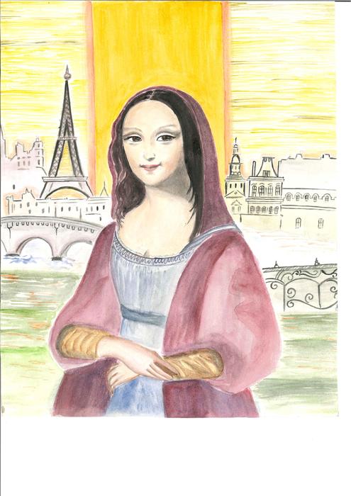 watercolor drawing mono lisa