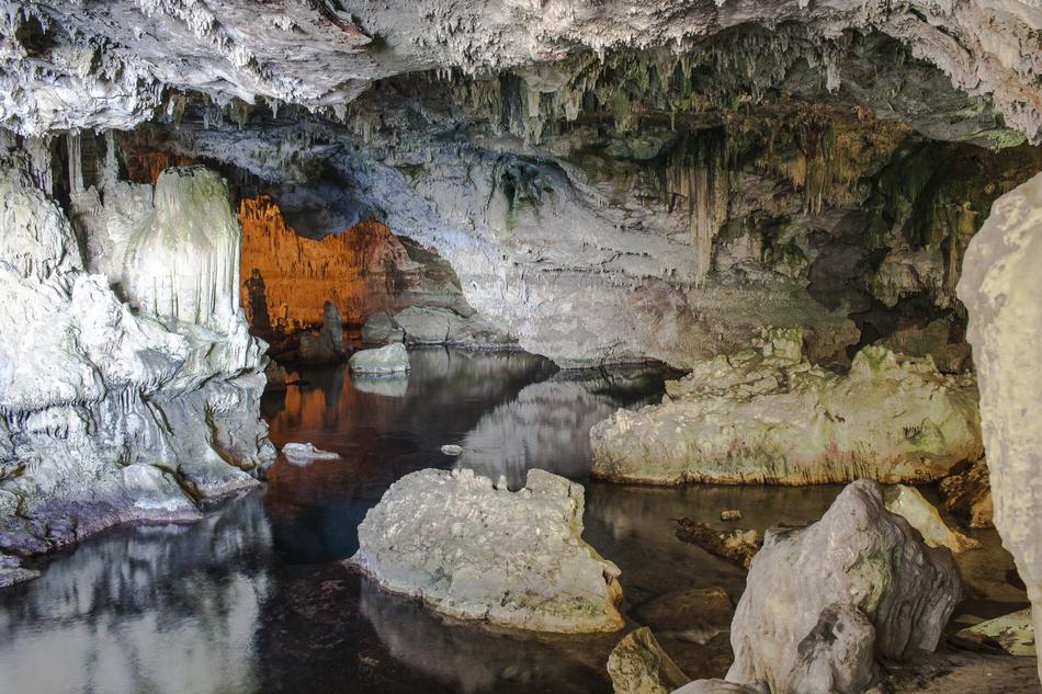 stone mine with lake