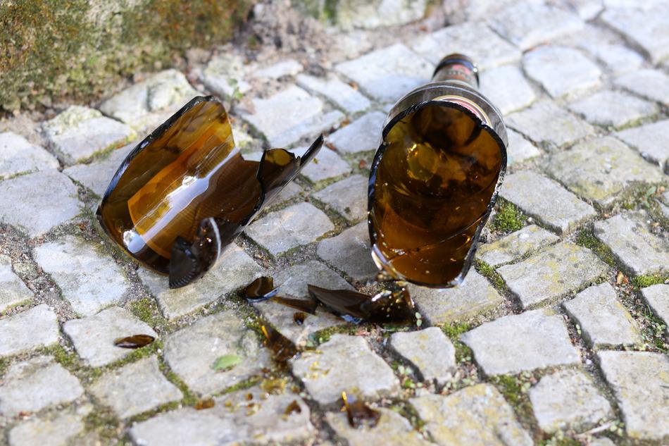 broken bottle on the road