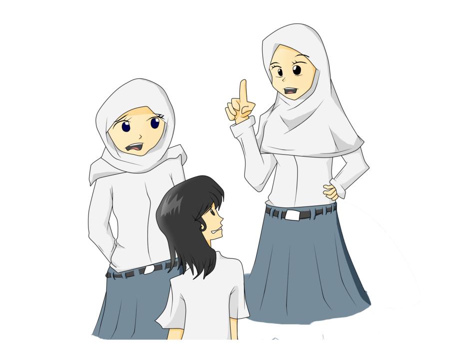 hijab girl school drawing