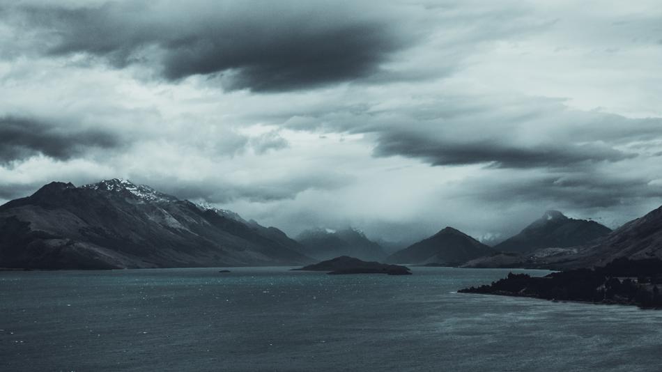 gray sky over the lake
