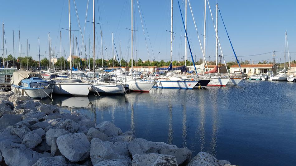 Port Boats Reflections Blue