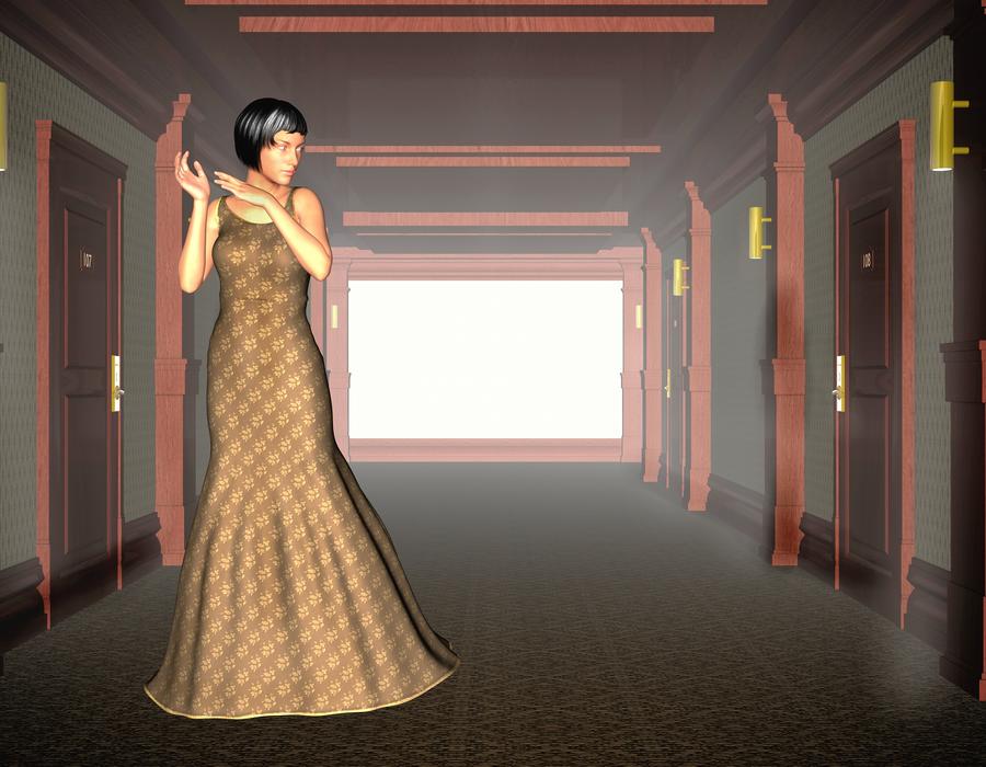 woman floor mystical fog scary