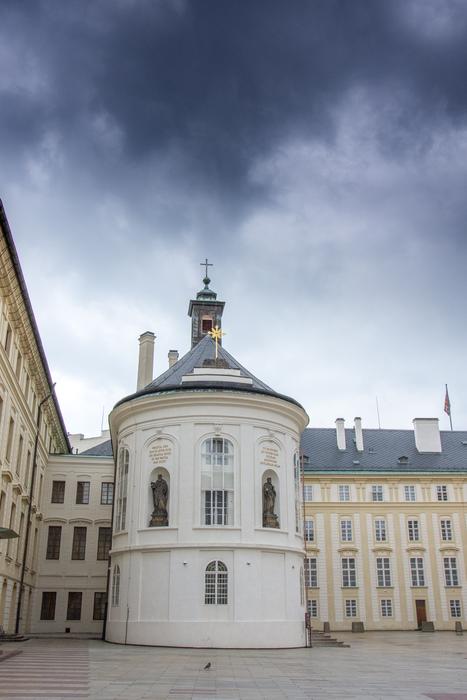 beautiful tower in courtyard of castle, czech, Prague