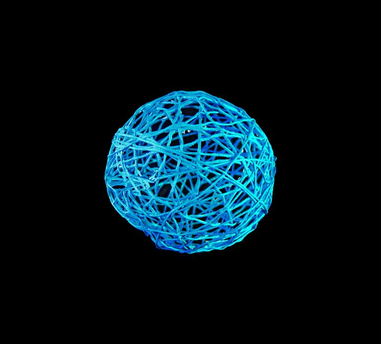 Round Blue Ball on black background