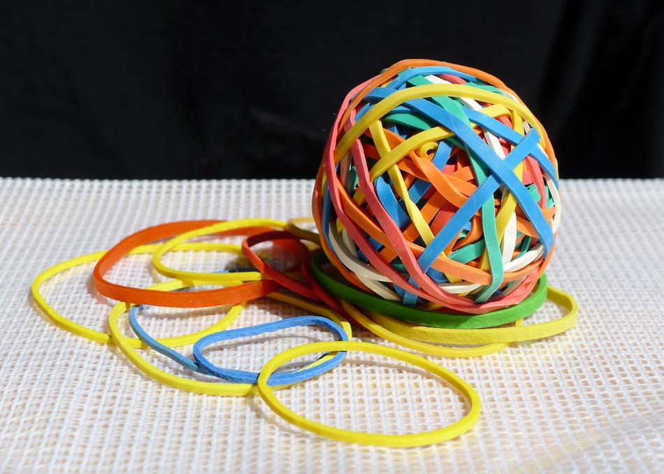 colored rubber band ball