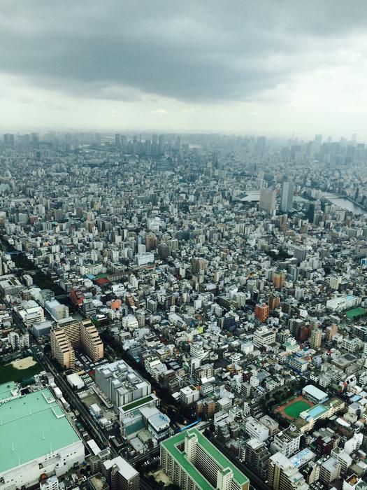 Beautiful Tokyo city under cloudy sky in Japan
