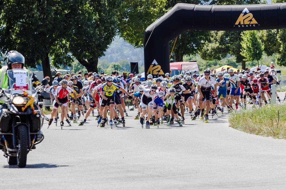 people on roller skates participate in the competition