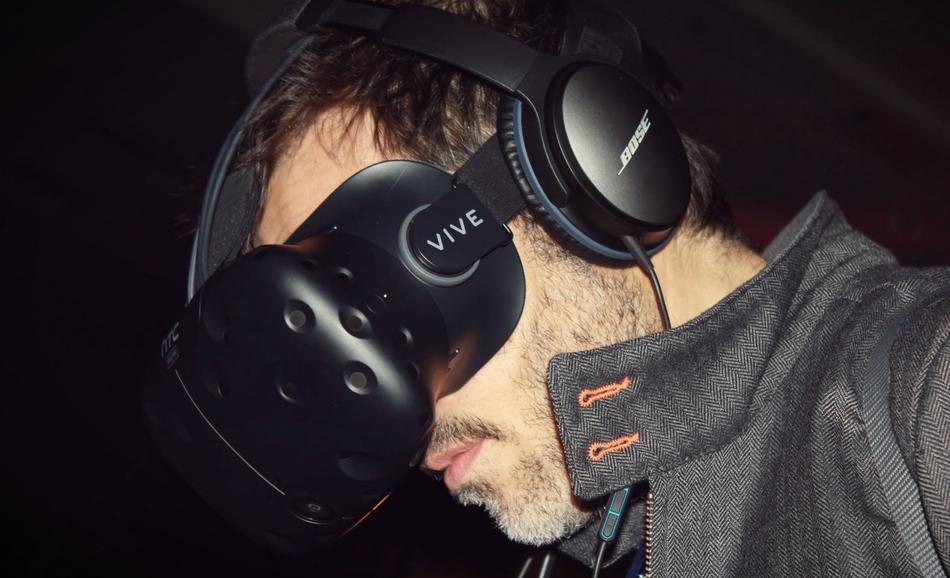 man with virtual glasses on his face