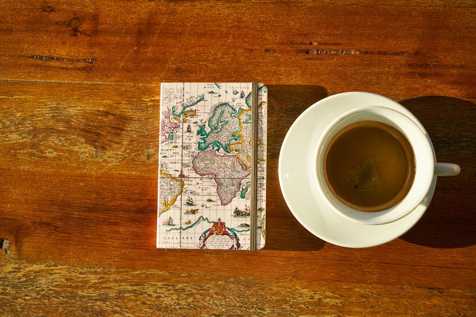 sweet coffee with a book on the table