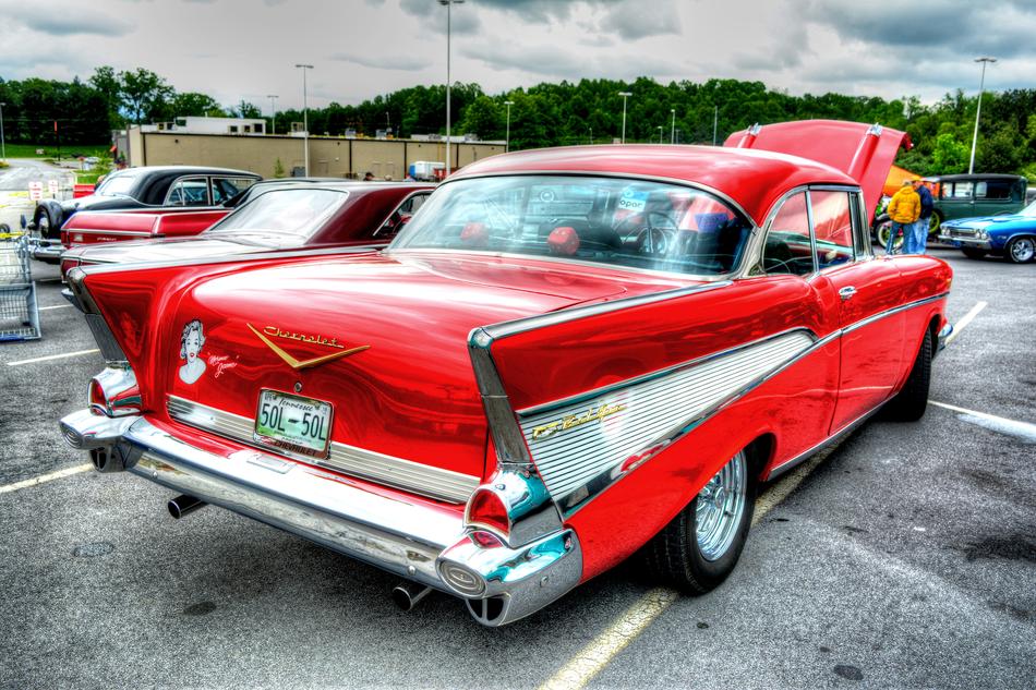 retro car rear view