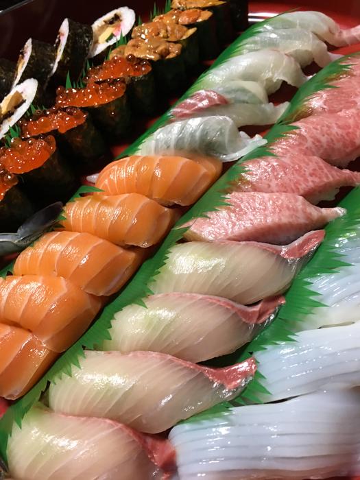 salmon sushi on the table