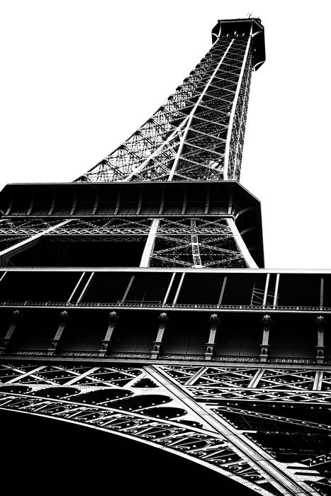 view from below of a paris landmark