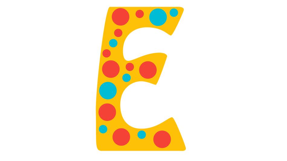 alphabet e screen gold letters