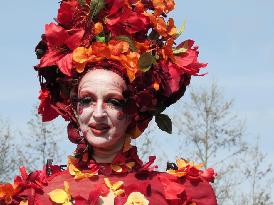 girl with festive makeup in costume