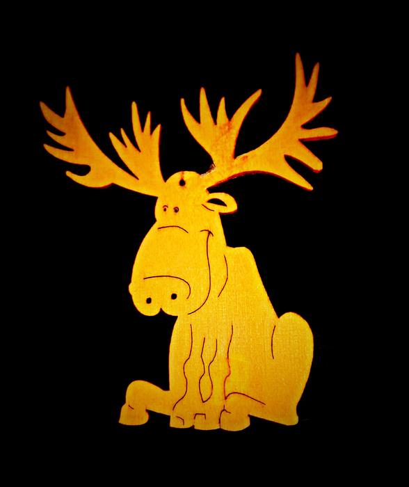 Moose Holzfigur Fretwork Hand