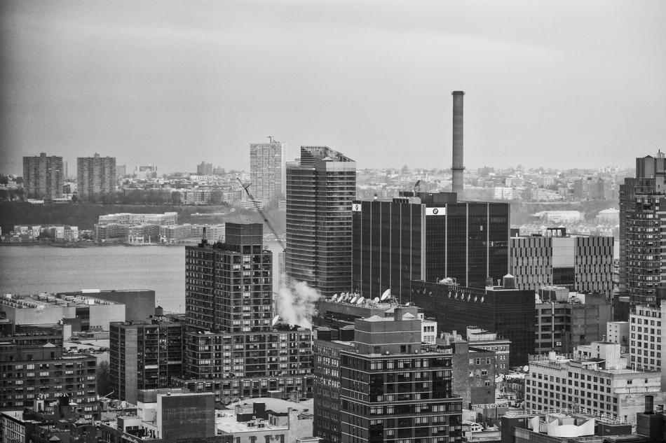 panoramic view of new york in black and white background