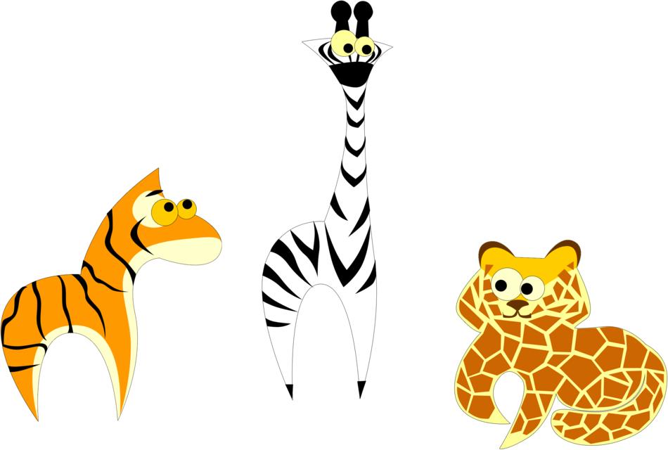 zoo tiger giraffe zebra art