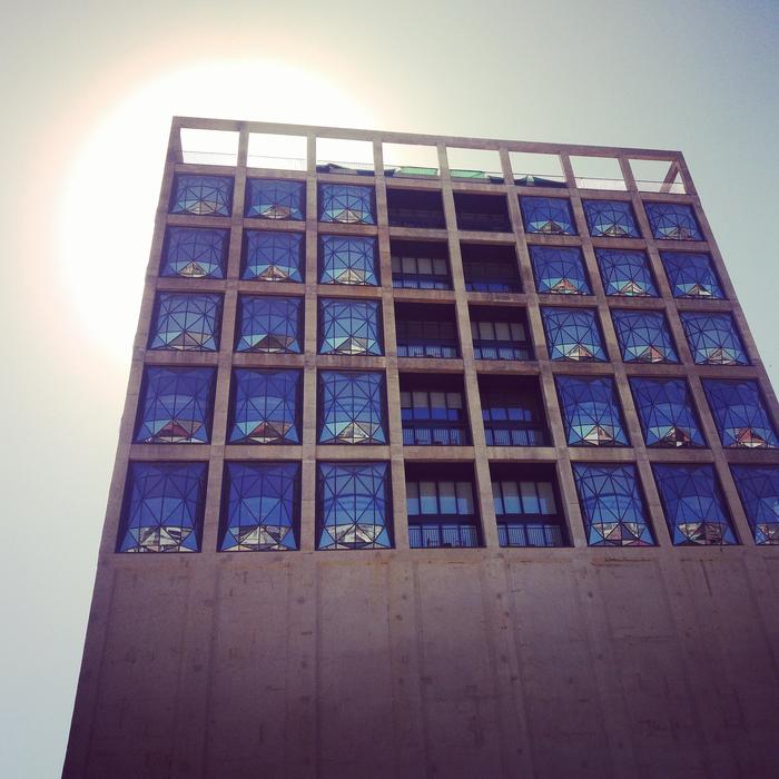 hotel with windows on the waterfront