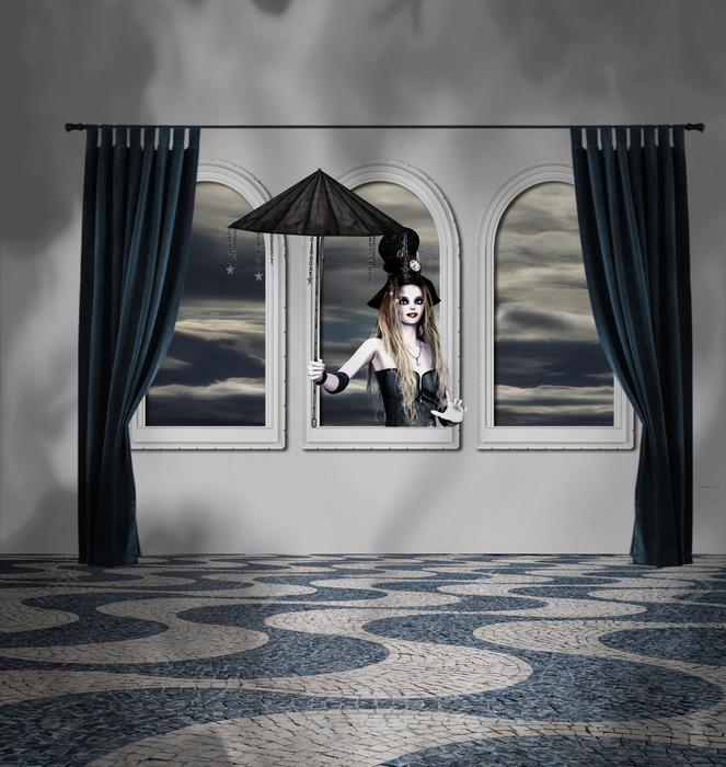 dark window room woman surreal