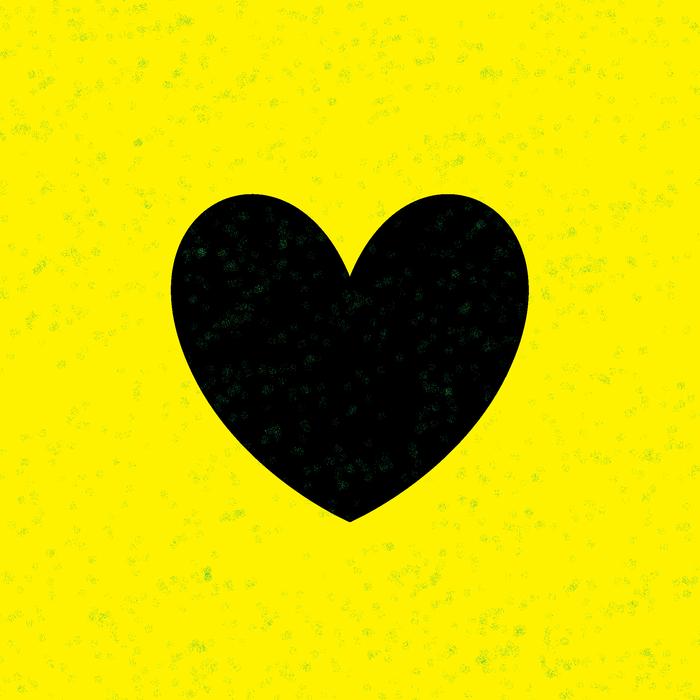 black heart on yellow background