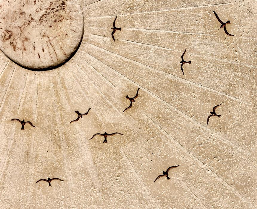 Image Stone Sun Sky Birds Are